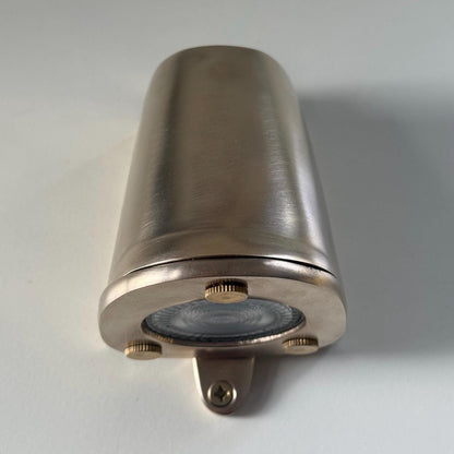 Holt ~ Raw Solid Brass Mast Down Wall Light Mains LED Outdoor & Bathroom