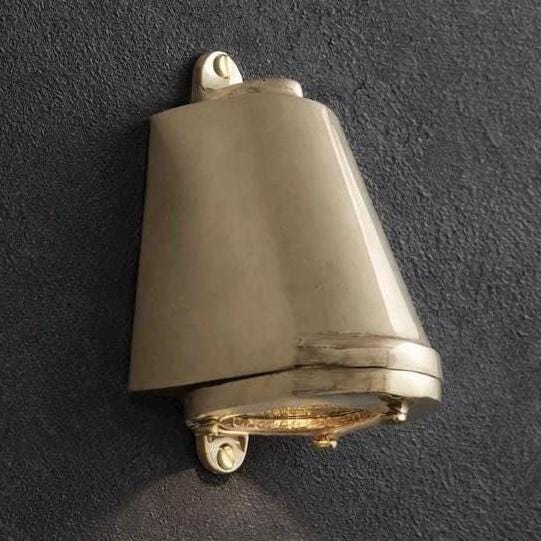 Holt ~ Solid Raw Brass Mast Down Wall Light Outdoor & Bathroom LED Solid Brass | 5 Inch