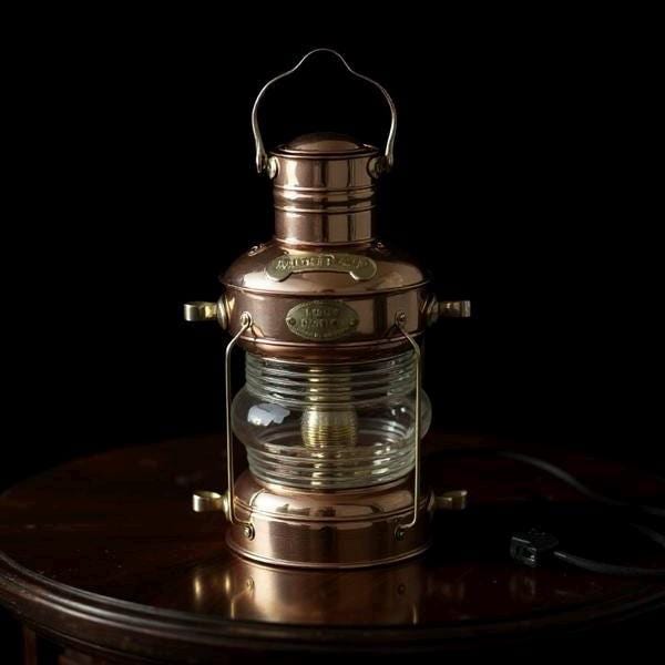 Solid Copper & Brass Anchor Table Lamp Maritime Ship Lantern Boat Light