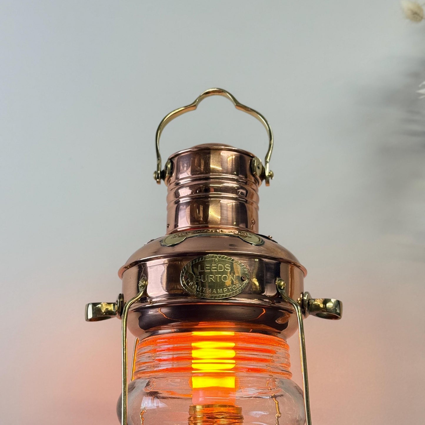 Solid Copper & Brass Anchor Table Lamp Maritime Ship Lantern Boat Light