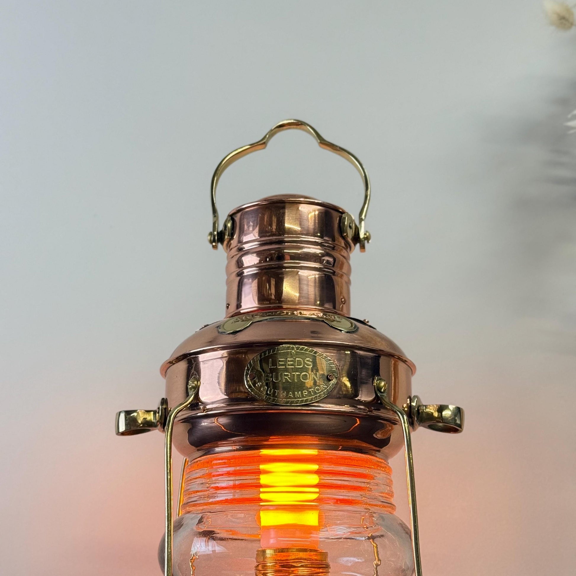 Solid Copper & Brass Anchor Table Lamp Maritime Ship Lantern Boat Light