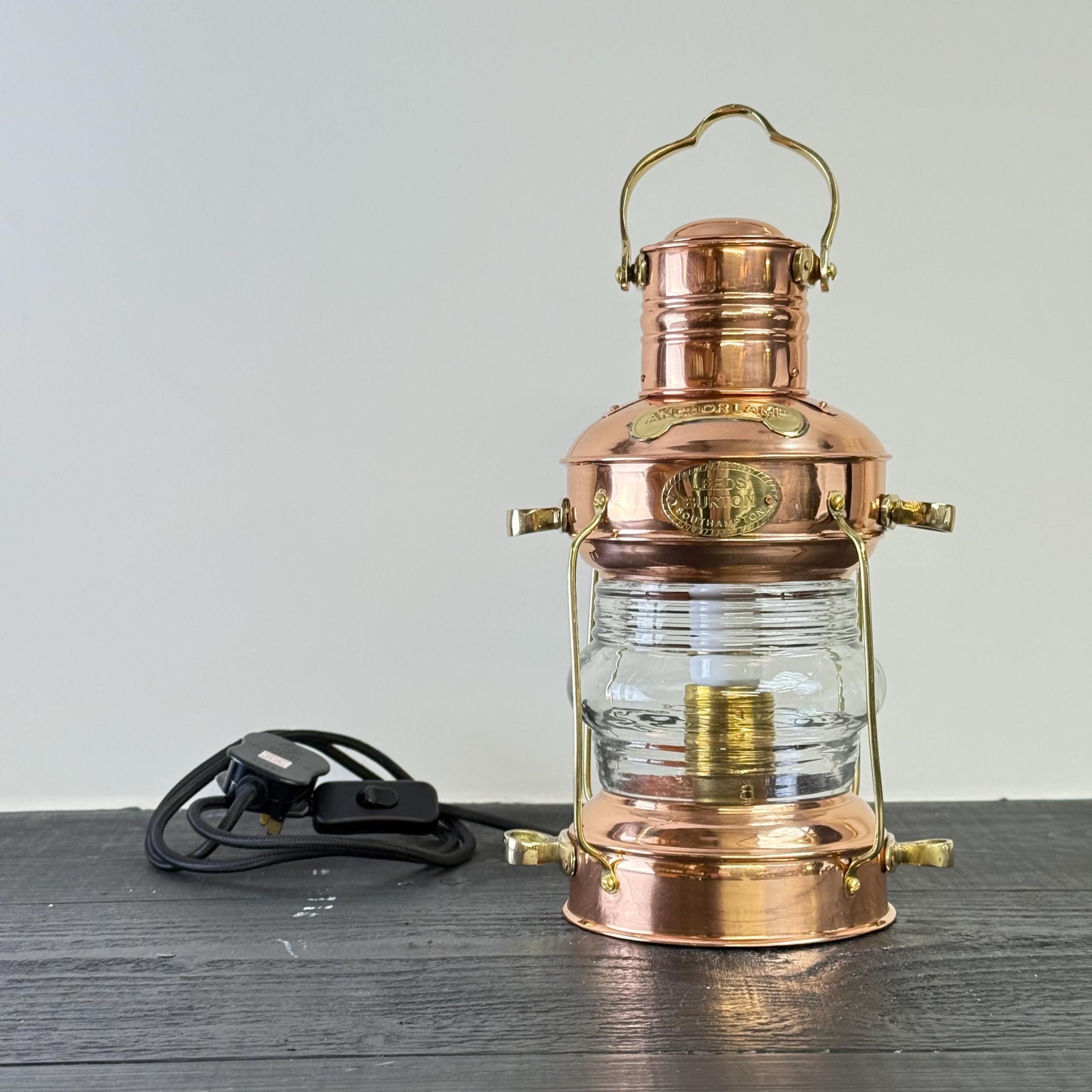 Solid Copper & Brass Anchor Table Lamp Maritime Ship Lantern Boat Light