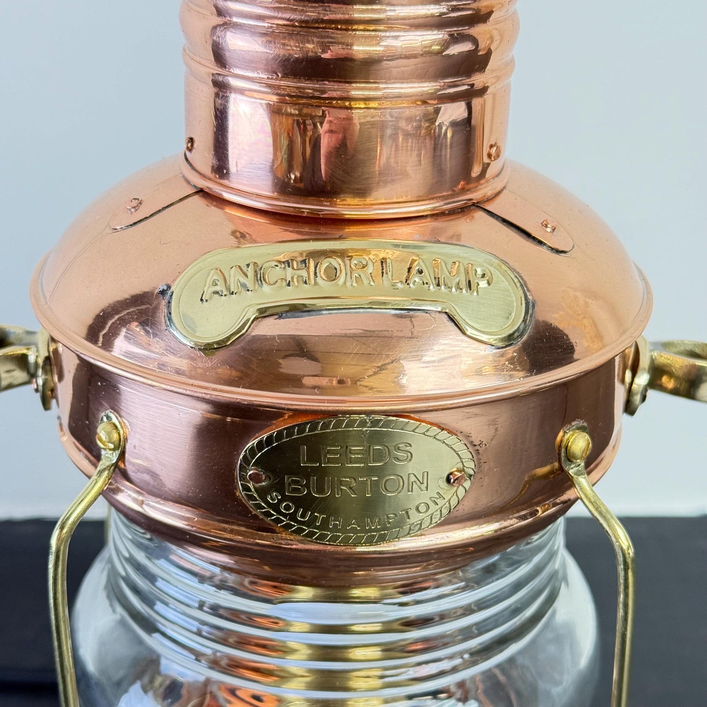Solid Copper & Brass Anchor Table Lamp Maritime Ship Lantern Boat Light