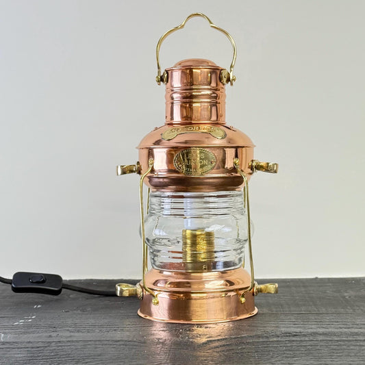 Solid Copper & Brass Anchor Table Lamp Maritime Ship Lantern Boat Light
