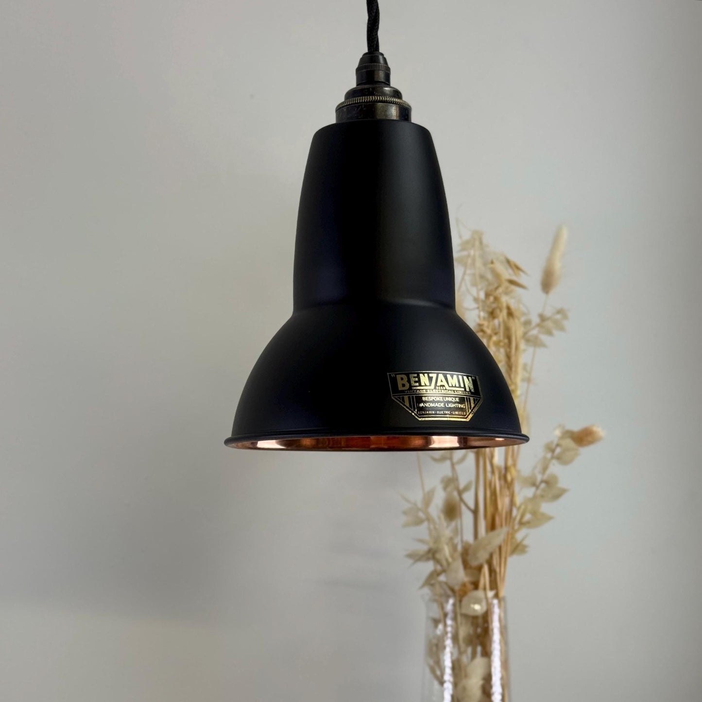 Alby - Matt Black & Solid Copper Lampshade Pendant Set Light - 6 Inch