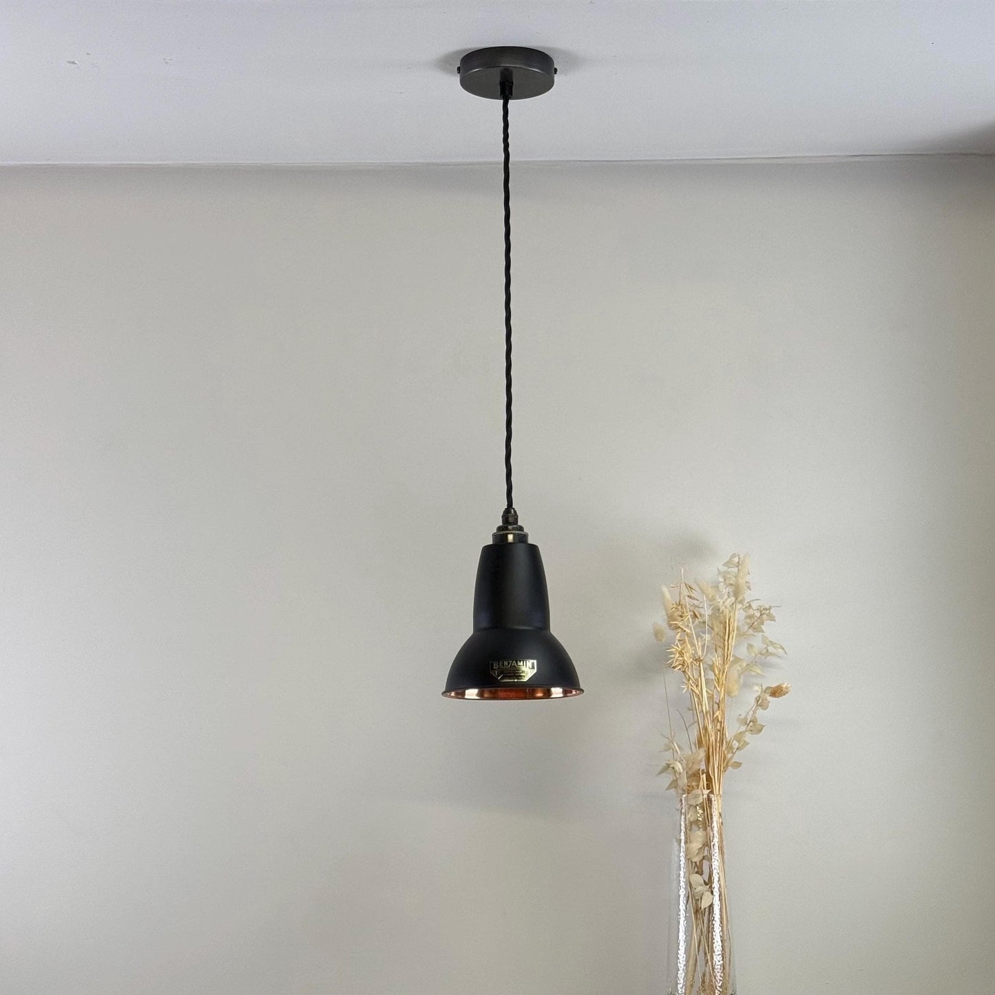 Alby - Matt Black & Solid Copper Lampshade Pendant Set Light - 6 Inch