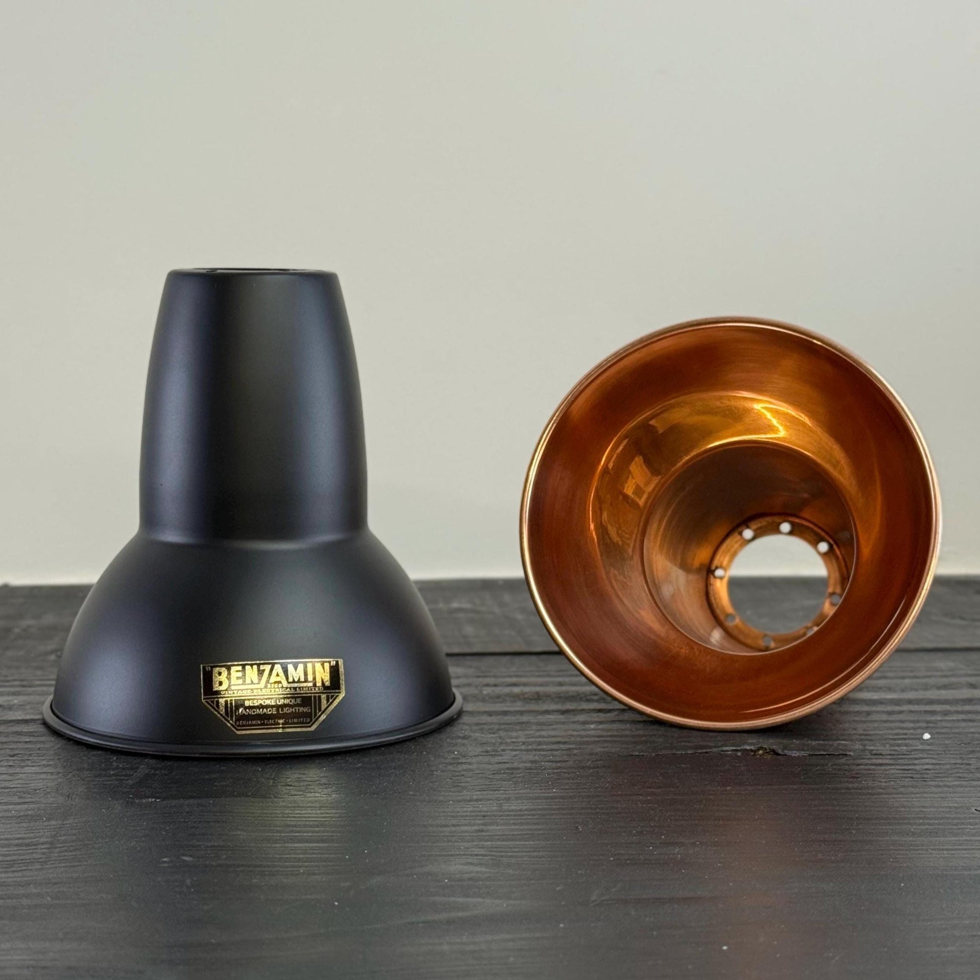 Alby - Matt Black & Solid Copper Lampshade Pendant Set Light - 6 Inch