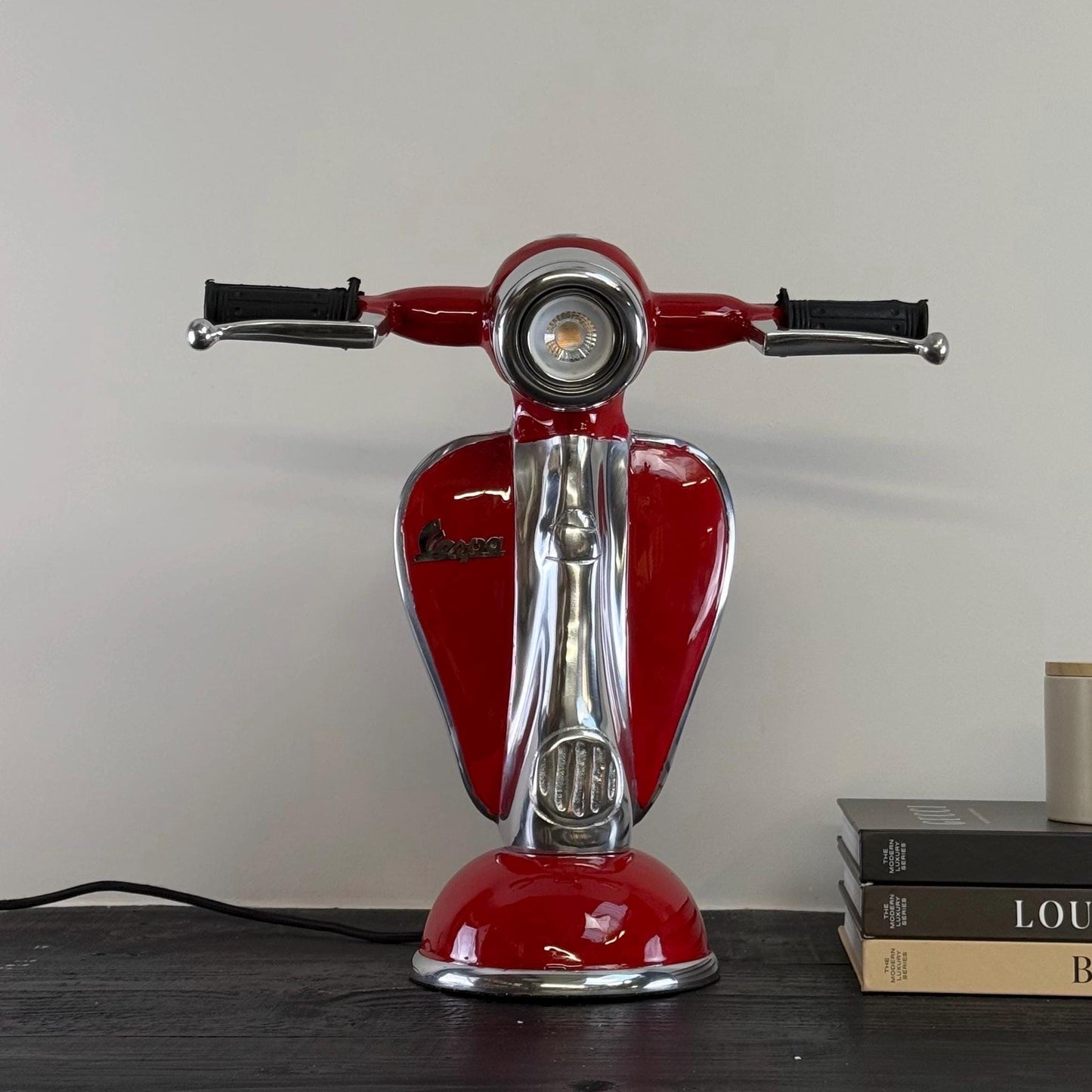 Red Scooter Table Lamp Vintage Style Bedroom Bedside Light