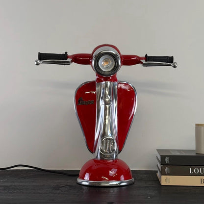Red Scooter Table Lamp Vintage Style Bedroom Bedside Light