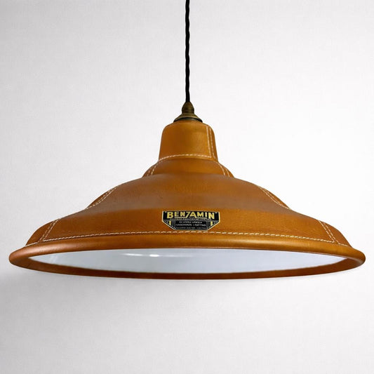 Bawsey ~ Genuine Leather Lampshade Pendant Ceiling Light ~ 16 Inch