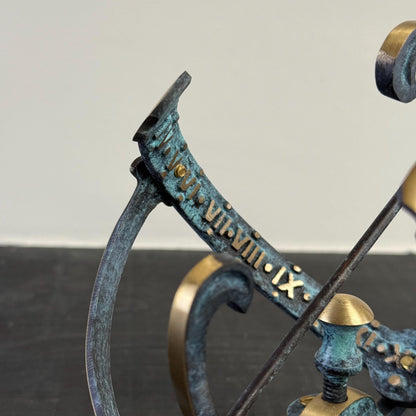 Armillary Small Sphere Sundial Solid Brass and Verdigris Patina Bronze Sculpture Sun Dial Watch Clock ~ Maxlume