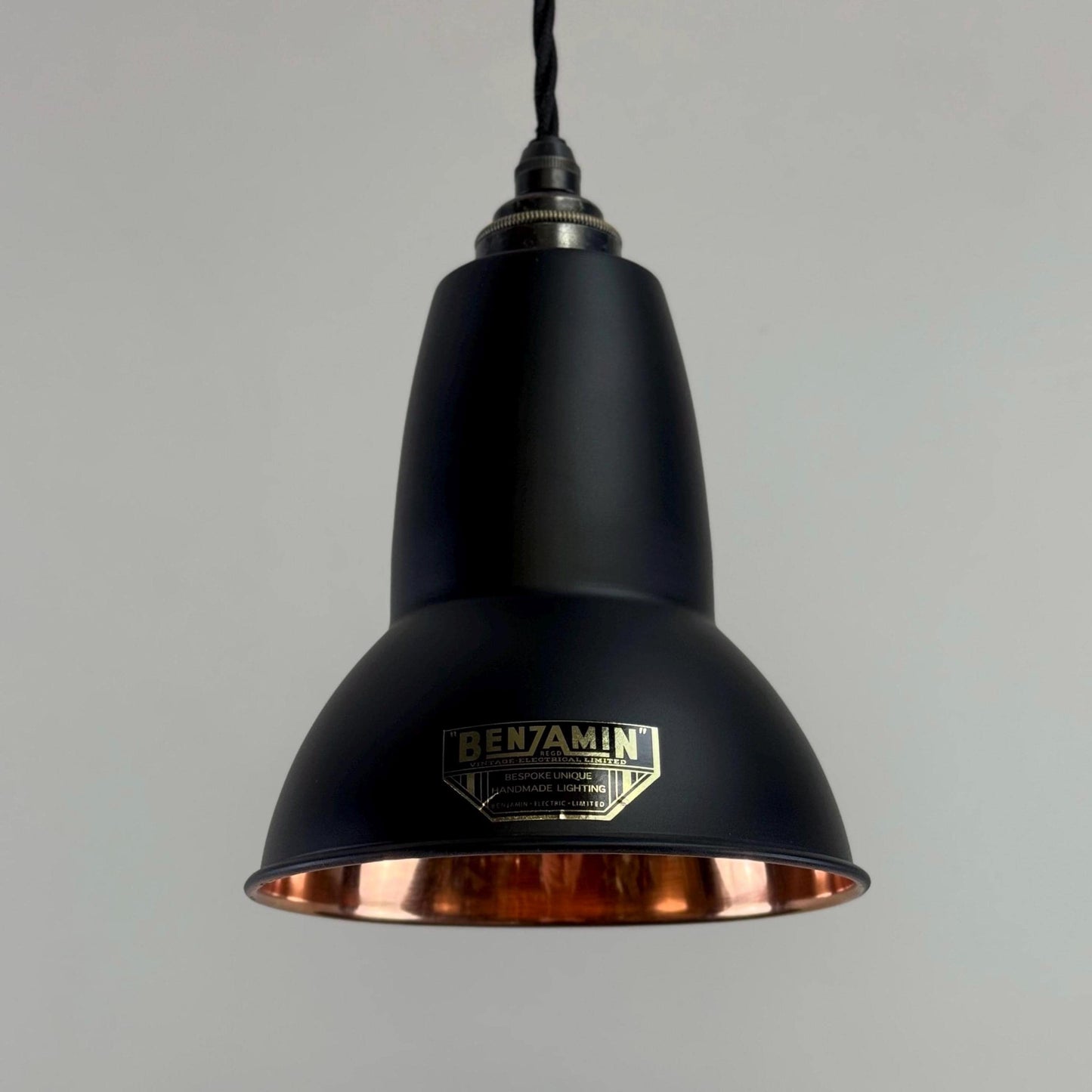Alby - Matt Black & Solid Copper Lampshade Pendant Set Light - 6 Inch