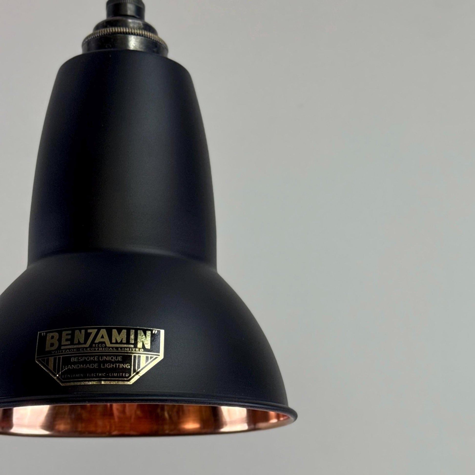 Alby - Matt Black & Solid Copper Lampshade Pendant Set Light - 6 Inch