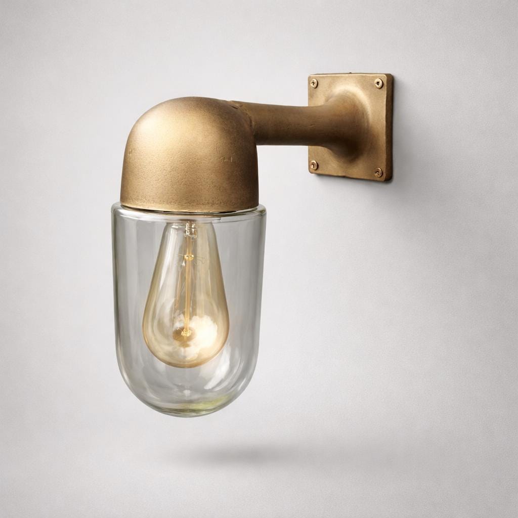 Langham - Raw Antique Brass Wall Light Outdoor & Bathroom Sconce