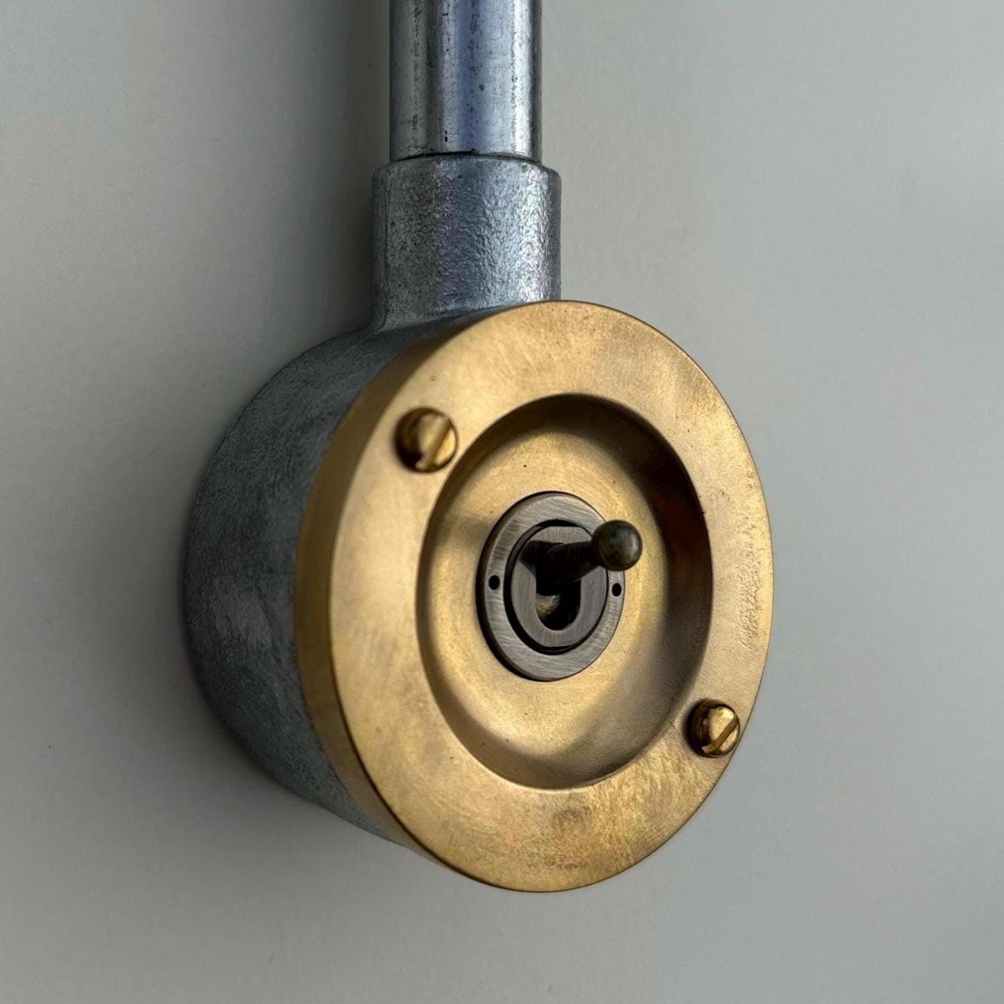 Single Gang Solid Raw Brass Cast Conduit Metal Light Switch Industrial 2 Way - Vintage Crabtree Style