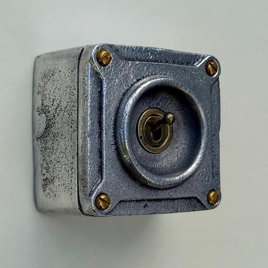 Single Gang Solid Metal Conduit Toggle Light Switch - Industrial Vintage Crabtree