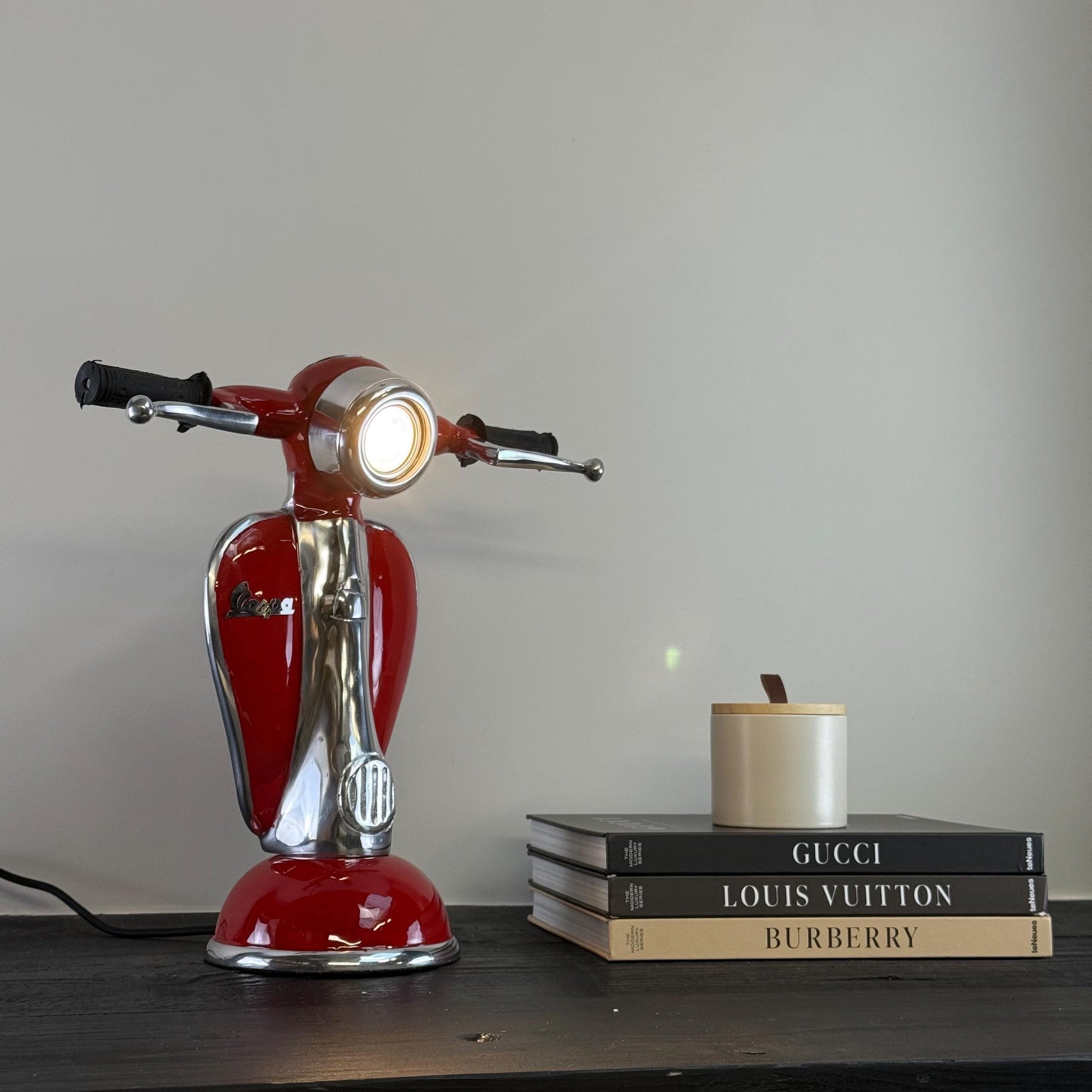 Red Scooter Table Lamp Vintage Style Bedroom Bedside Light