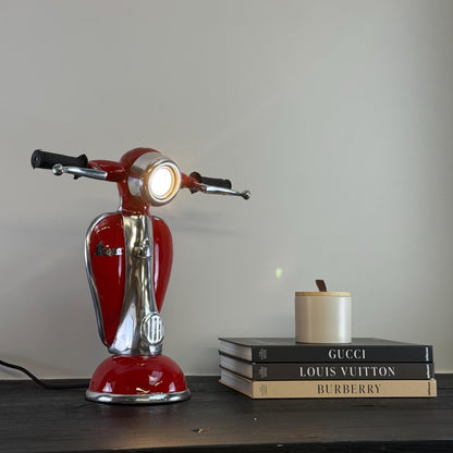 Red Scooter Table Lamp Vintage Style Bedroom Bedside Light