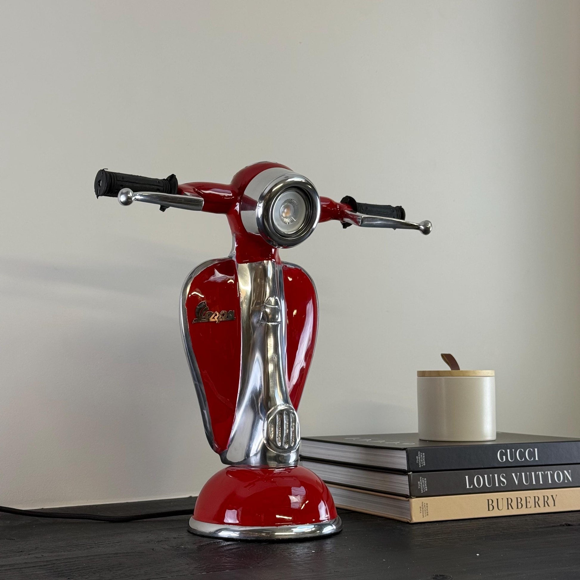Red Scooter Table Lamp Vintage Style Bedroom Bedside Light