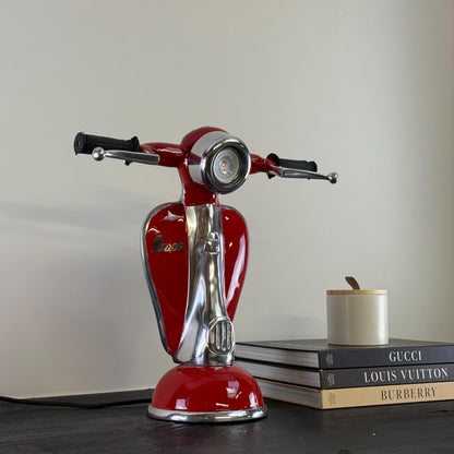 Red Scooter Table Lamp Vintage Style Bedroom Bedside Light