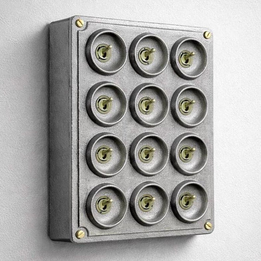 12 Gang 2 Way Galvanised Industrial Toggle Switch Light Panel