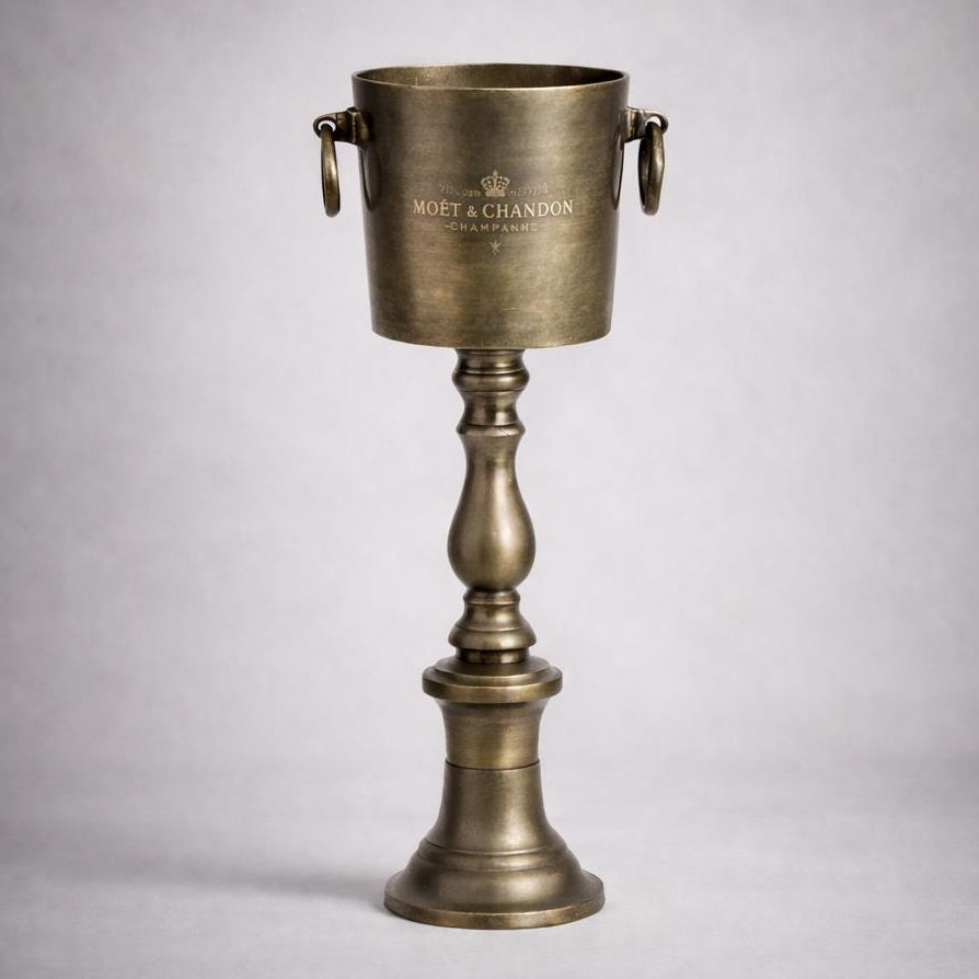 Moët & Chandon Brass Champagne Ice Bucket Stand - Vintage Style Floor Standing Cooler Pedestal