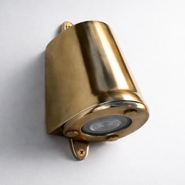Holt ~ Raw Solid Brass Mast Down Wall Light Mains LED Outdoor & Bathroom