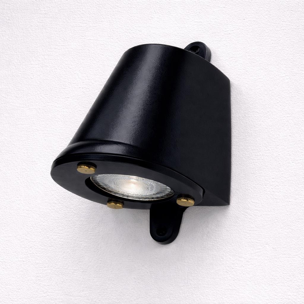 Holt ~ Matt Black Mast Down Wall Light Mains LED Outdoor & Bathroom