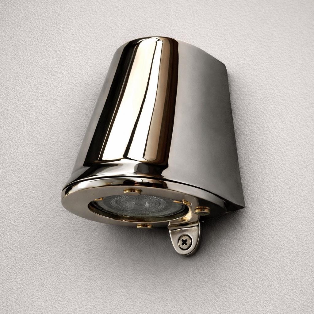 Holt ~ Solid Brass Mast Down Wall Light Mains LED Outdoor & Bathroom