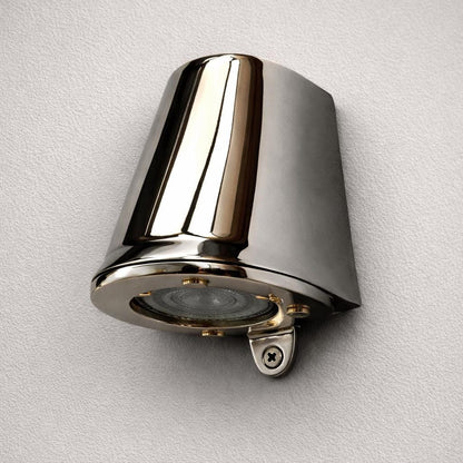 Holt ~ Solid Brass Mast Down Wall Light Mains LED Outdoor & Bathroom