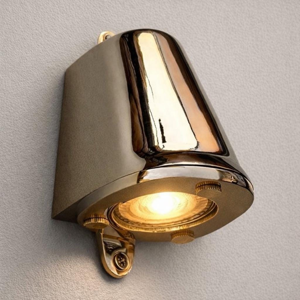 Holt ~ Solid Brass Mast Down Wall Light Mains LED Outdoor & Bathroom