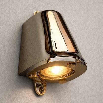 Holt ~ Solid Brass Mast Down Wall Light Mains LED Outdoor & Bathroom