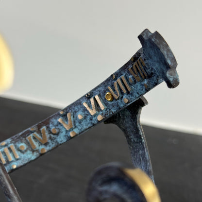 Armillary Small Sphere Sundial Solid Brass and Verdigris Patina Bronze Sculpture Sun Dial Watch Clock ~ Maxlume