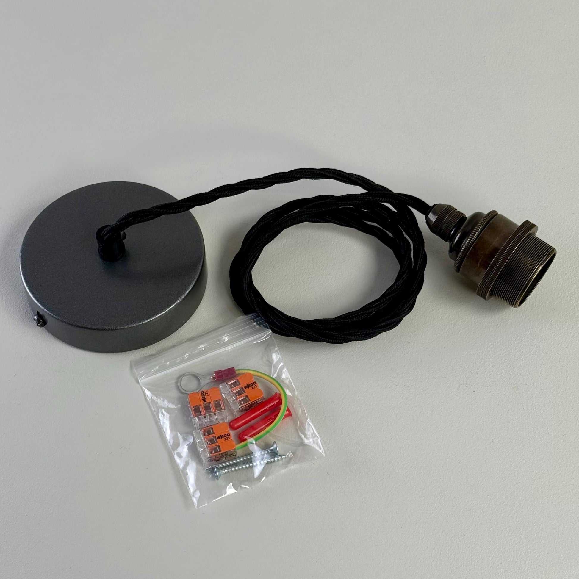 Solid Pewter ~ Single Drop Pendant Set E27 | Ceiling Dining Room Light | Kitchen Table Hanging Light