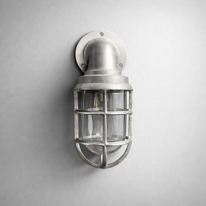 Beachamwell ~ Raw Cast Pewter Bulkhead Outdoor & Bathroom Sconce Wall Light ~ 10.5 Inch