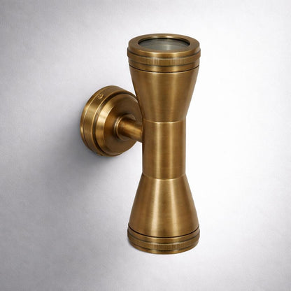 Solid Antique Brass Mast Up and Down Wall Light LED Outdoor & Bathroom Sconce