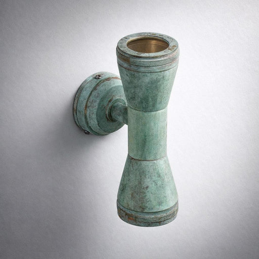 Solid Verdigris Brass Mast Up and Down Wall Light LED Outdoor & Bathroom Sconce