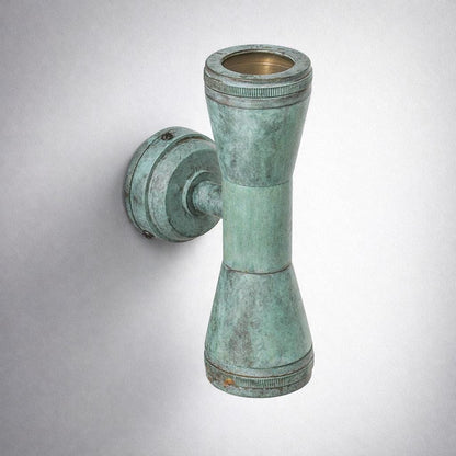 Solid Verdigris Brass Mast Up and Down Wall Light LED Outdoor & Bathroom Sconce
