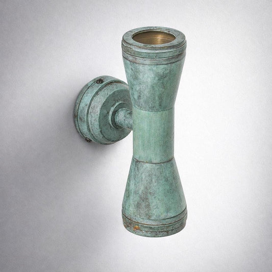 Solid Verdigris Brass Mast Up and Down Wall Light LED Outdoor & Bathroom Sconce
