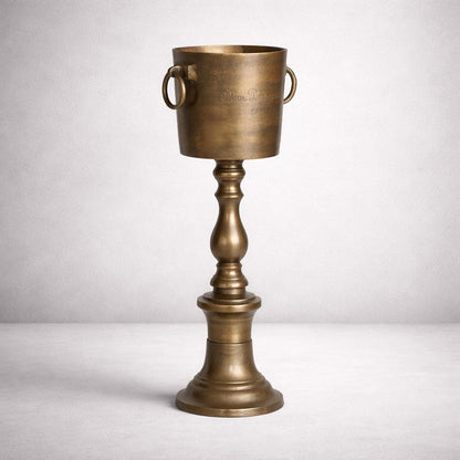 Dom Perignon Antique Brass ~ Solid Cast Engraved Champagne Floor Standing Ice Bucket | Wine Cooler