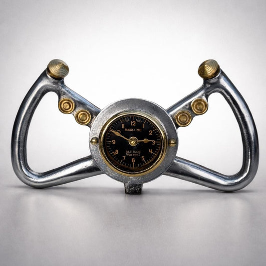Cockpit Pilots Yoke Aviator Solid Brass Ships Clock Compass Nautical Vintage Industrial Pilot Decor