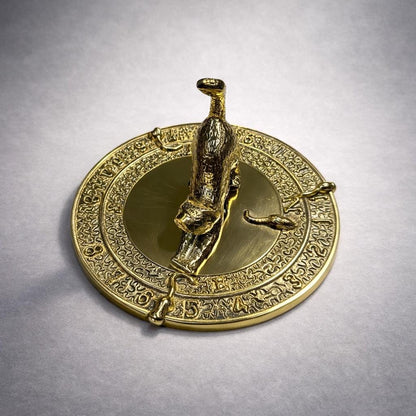 Solid Brass Cat Sundial - Decorative Garden & Indoor Timepiece
