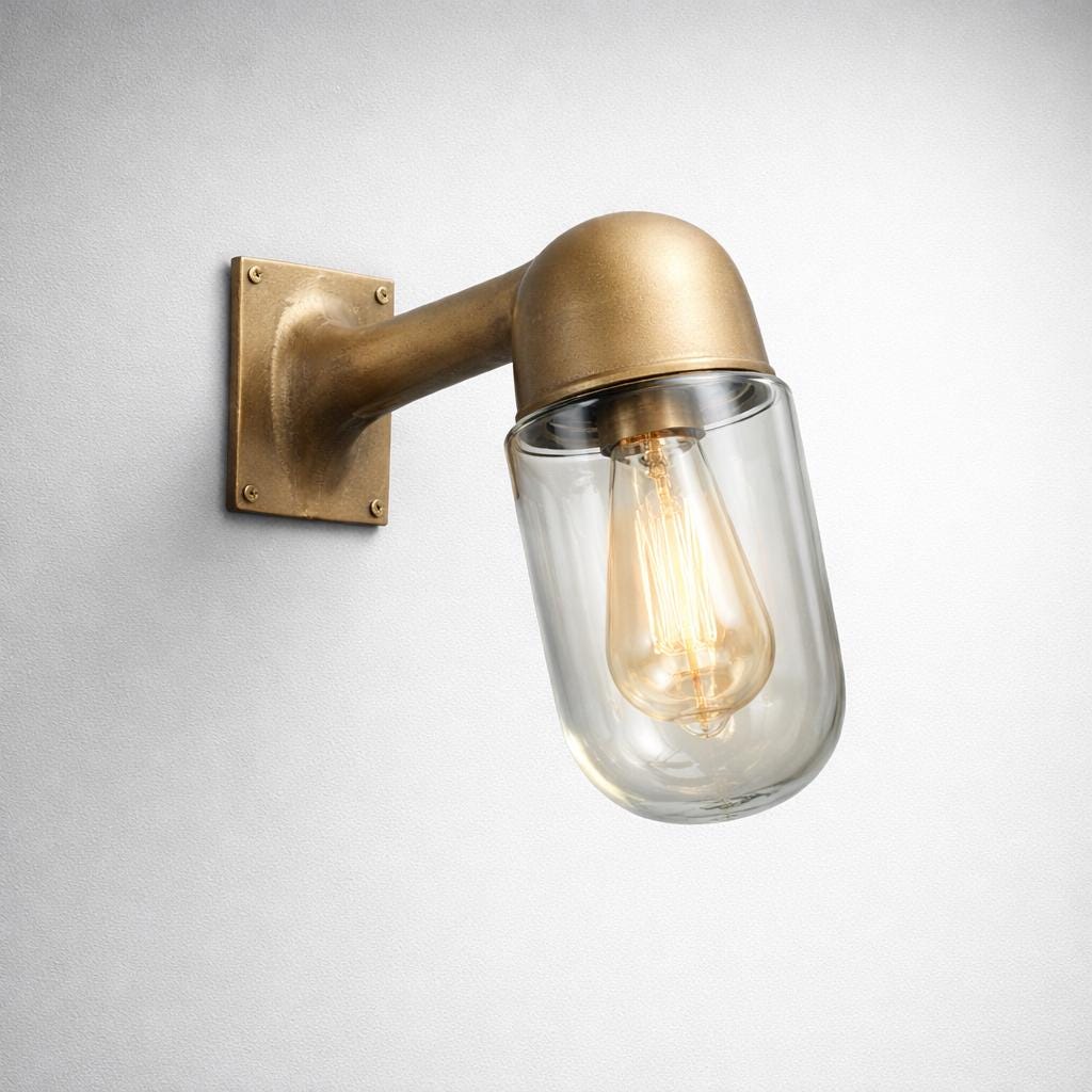 Langham - Raw Antique Brass Wall Light Outdoor & Bathroom Sconce