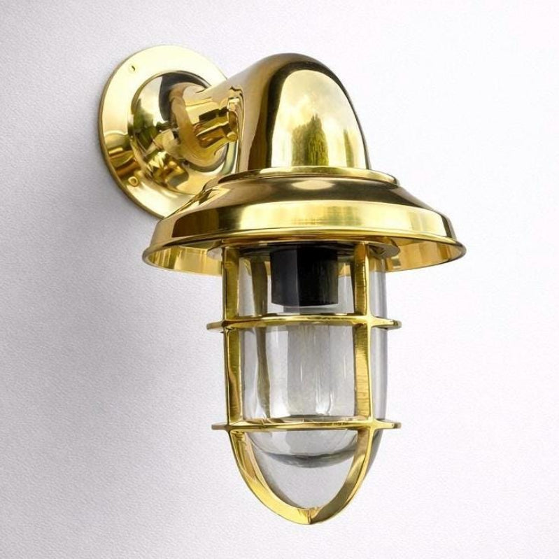 Wells ~ Solid Brass Bulkhead Outdoor & Bathroom Wall Light