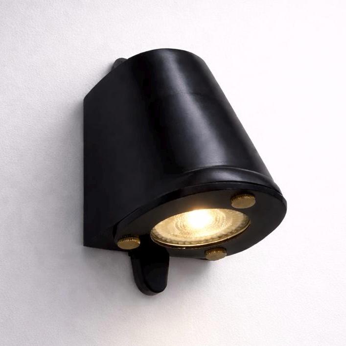 Holt ~ Matt Black Mast Down Wall Light Mains LED Outdoor & Bathroom