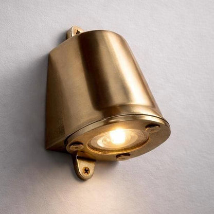 Holt ~ Raw Solid Brass Mast Down Wall Light Mains LED Outdoor & Bathroom