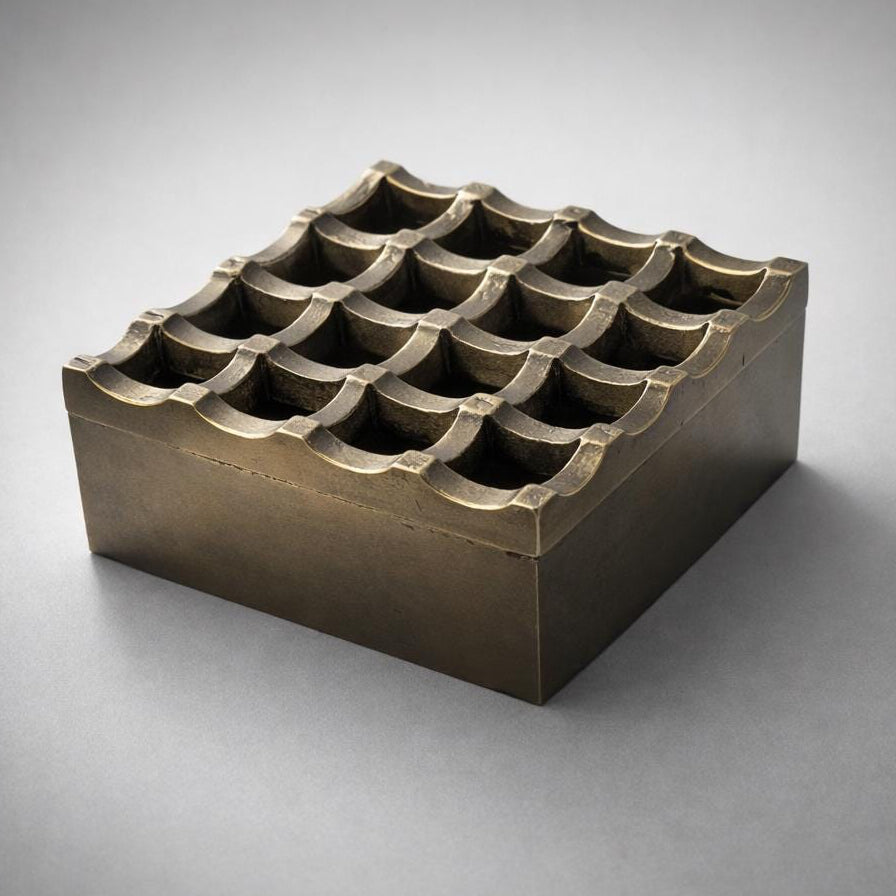 Antique Brass Handcrafted Cast Cigarette Ashtray - Vintage Style Cigar Holder