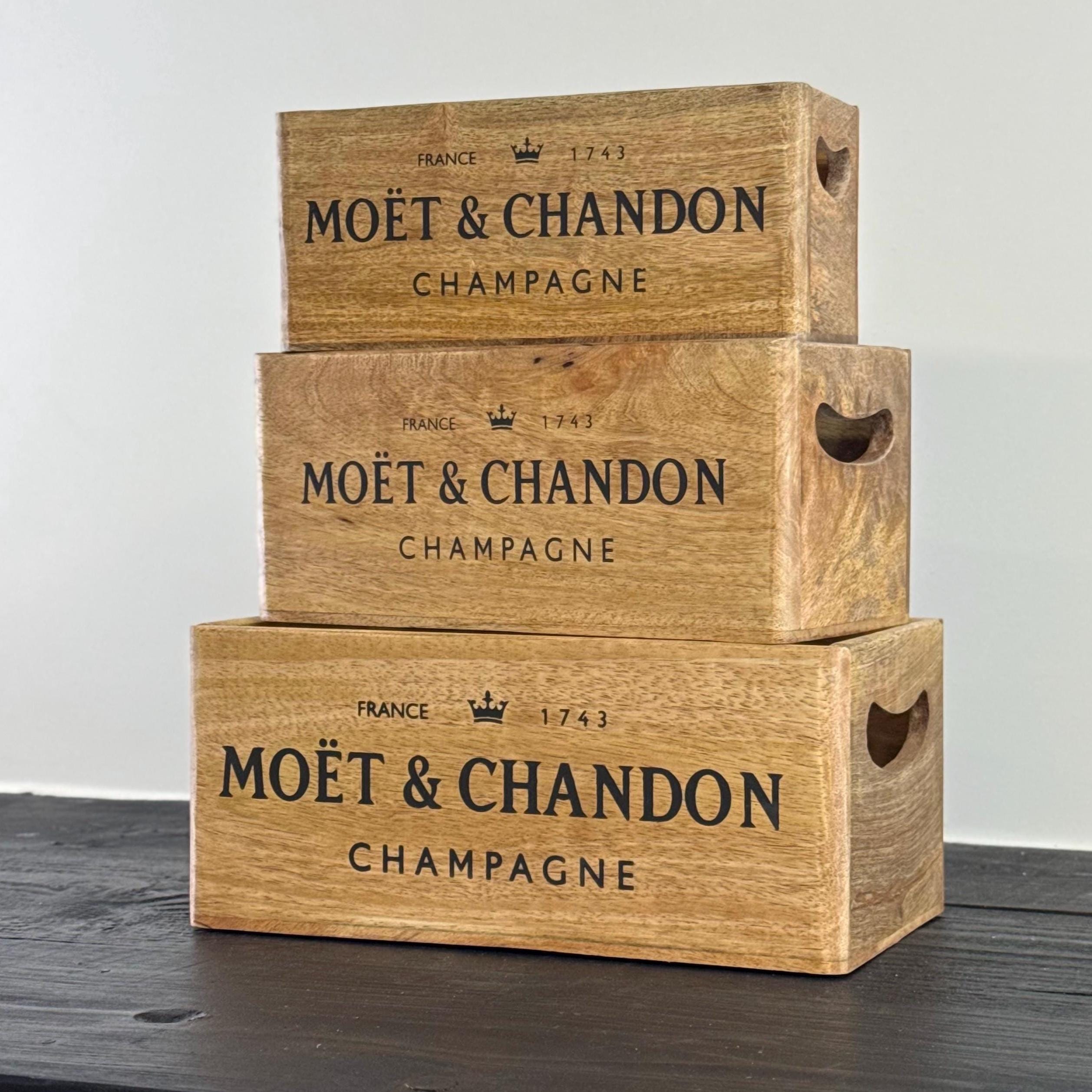 Storage Wooden Boxes Moët & Chandon Champagne Crates Natural