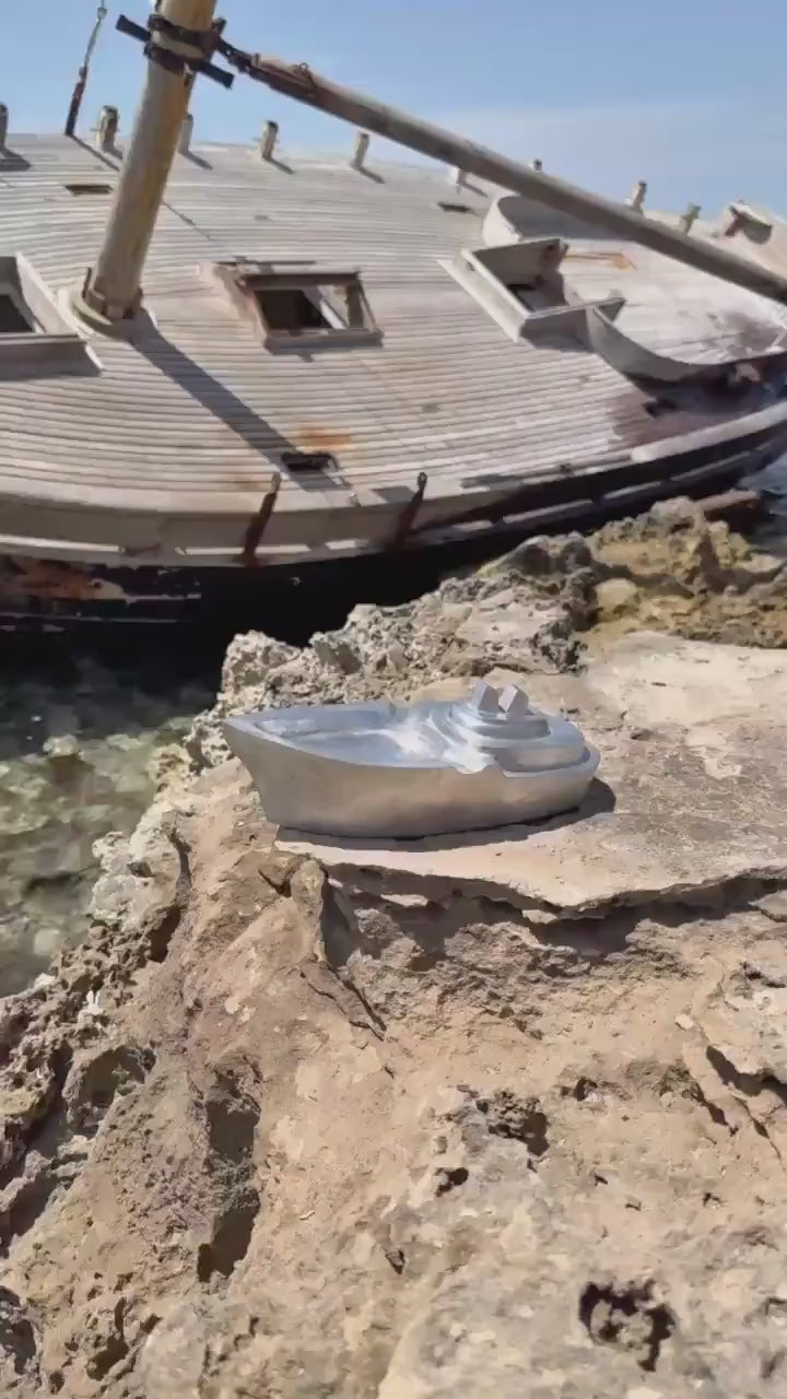 Boat Ocean Yacht Liner Cast Aluminium Ashtray - Nautical Vintage Style Navy Cigar Holder