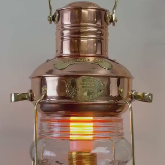 Solid Copper & Brass Anchor Table Lamp Maritime Ship Lantern Boat Light